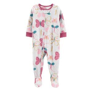 Carters Baby Girls Butterfly Fleece Footed Pajamas Sleeper Cream Pink Size 3M